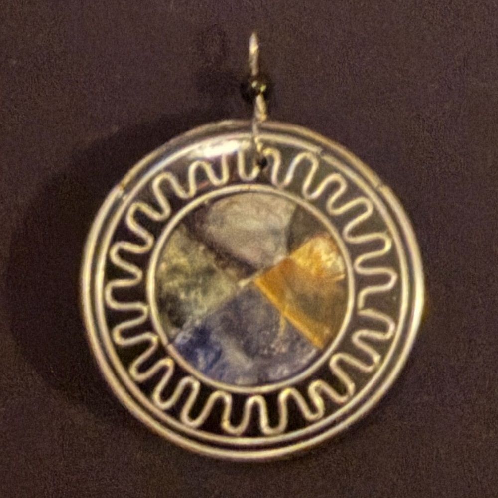 Silver and Black Pendant with 4 Stones
